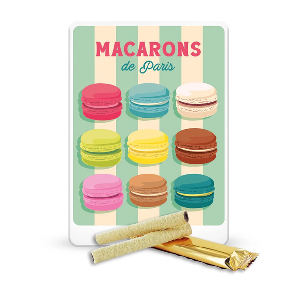 Sacré Marcel Macaron Tin of Wafer Rolls Filled with Hazelnut & Chocolate Cream 39g