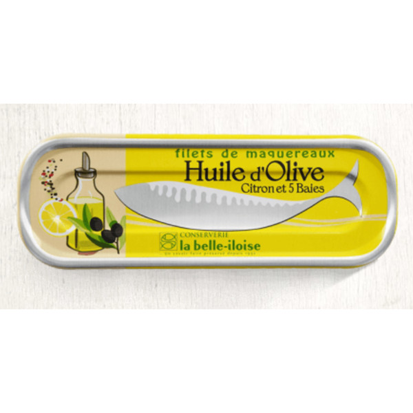 La Belle Iloise Mackerel Fillet in Olive Oil with Lemon & 5 Peppercorns 176g