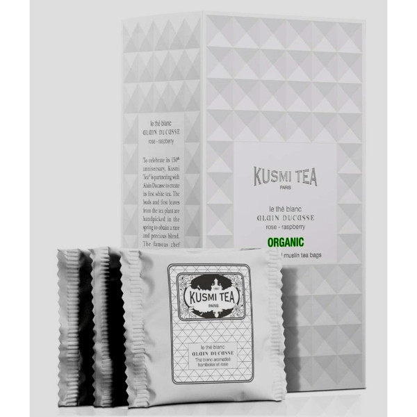 Kusmi Alain Ducasse Organic Rose-Raspberry White Tea Box 24 Bags 48g
