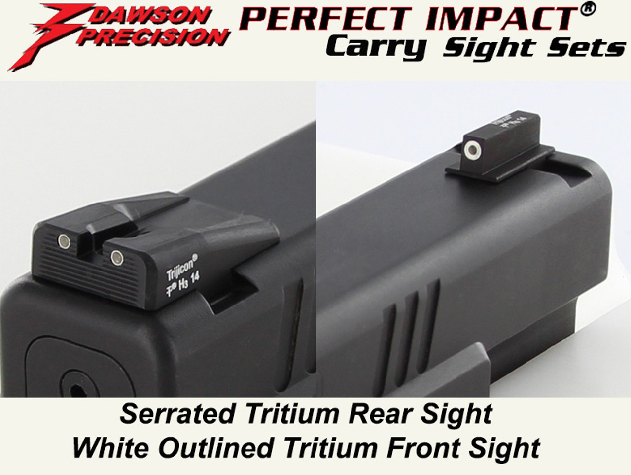 Sight Set For Springfield Xdxdm Fixed Carry Tritium Rear And Tritium Front By Dawson Precision 8315