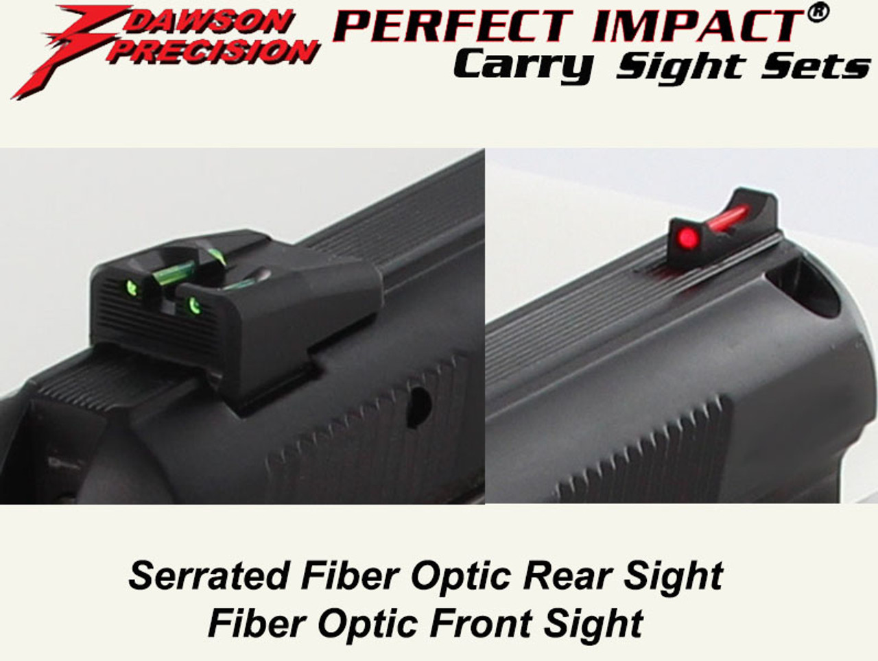 Dawson Precision Cz 75 D Compact Carry Fixed Sight Set Fiber Optic Rear Fiber Optic Front Dawson Precision Inc