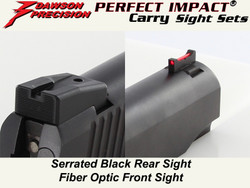 Sight Set, for Kimber® 1911 Pistols, Fixed Carry Black Rear and Fiber Optic Front, by Dawson Precision® Sight Set, for Kimber® 1911 Pistols, Fixed Carry Black Rear and Fiber Optic Front, by Dawson Precision®