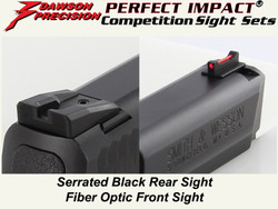 Sight Set, for Smith & Wesson® M&P® Pistols, Fixed Competition Black Rear and Fiber Optic Front, by Dawson Precision®