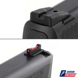 Sight Set for Smith & Wesson M&P, Fixed Carry Black Rear & Fiber Optic Front, Suppressor Height, by Dawson Precision®