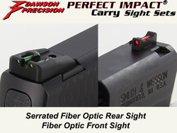 Sight Set, for Smith & Wesson® M&P® SHIELD Pistols, Fixed Carry Fiber Optic Rear and Fiber Optic Front, by Dawson Precision® Sight Set, for Smith & Wesson® M&P® SHIELD Pistols, Fixed Carry Fiber Optic Rear and Fiber Optic Front, by Dawson Precision®