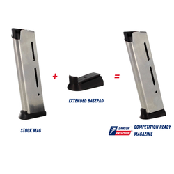 Magazine Kit for 1911 9mm, 10 Rds, w/ Wilson ETM Mag & Dawson Extended Basepad, by Dawson Precision®