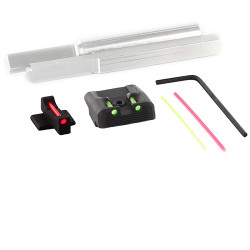 Sight Set, for Kahr® Pistols w/ Old Dovetail, Fixed Carry Fiber Optic Rear and Fiber Optic Front, by Dawson Precision® Sight Set, for Kahr® Pistols w/ Old Dovetail, Fixed Carry Fiber Optic Rear and Fiber Optic Front, by Dawson Precision®