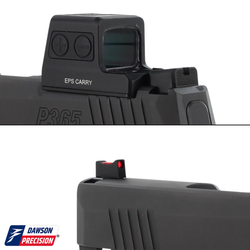 Sight Set for Sig P365 w/ Holosun EPS Carry, Fixed Co-Witness Black Rear & Fiber Optic Front, by Dawson Precision®