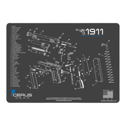 Gun Cleaning ProMat, 1911 Schematic Handgun, Charcoal Gray, by Cerus Gear®