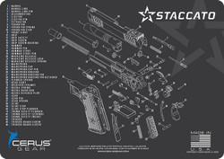 ProMat, for Gun Cleaning, Staccato 2011® Schematic Handgun, Charcoal Gray, by Cerus Gear® ProMat, for Gun Cleaning, Staccato 2011® Schematic Handgun, Charcoal Gray, by Cerus Gear®