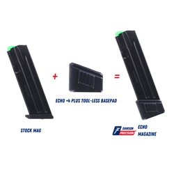 Magazine Kit, for Staccato HD P4/P4.5 Pistols, 22 Rds, w/ Mec-Gar® Glock® Style Mag & Dawson ECHO +4 Plus Tool-less Extended Basepad, by Dawson Precision® Magazine Kit, for Staccato HD P4/P4.5 Pistols, 22 Rds, w/ Mec-Gar® Glock® Style Mag & Dawson ECHO +4 Plus Tool-less Extended Basepad, by Dawson Precision®