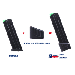 Magazine Kit for Glock, 22 Rds, w/ Mec-Gar Glock Style Mag & Dawson ECHO +4 Plus Tool-less Extended Basepad, by Dawson Precision®