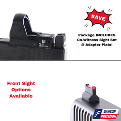 Red Dot Adapter Plate & Co-Witness Sight Set Combo for Glock Gen6 w/ Leupold DeltaPoint Pro, by Dawson Precision®