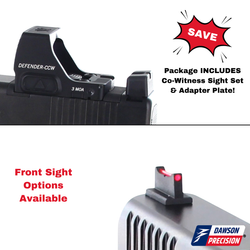 Red Dot Adapter Plate & Co-Witness Sight Set Combo for Glock Gen6 w/ Vortex Defender-CCW, by Dawson Precision®