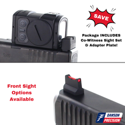 Red Dot Adapter Plate & Co-Witness Sight Set Combo for Glock Gen6 w/ Aimpoint ACRO P-1/P-2, by Dawson Precision®