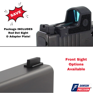 Sight Set System for Glock 43X MOS, Fixed Co-Witness w/ Sig Sauer ROMEOZero, by Dawson Precision®