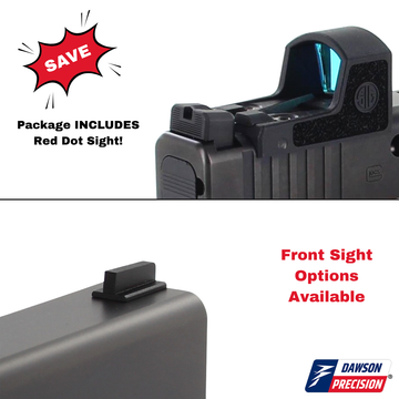 Sight Set System for Glock 43X MOS, Fixed Co-Witness w/ Sig Sauer ROMEOZero, by Dawson Precision®