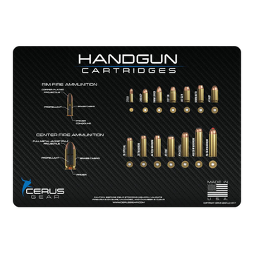 Gun Cleaning ProMat, Top Handgun Cartridges, Carbon Fiber, by Cerus Gear®