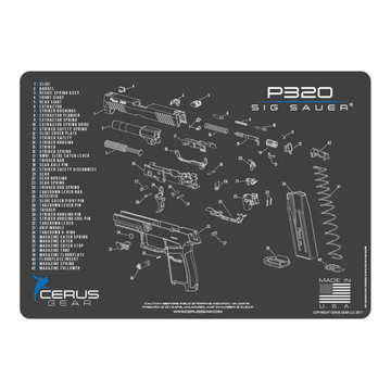 Gun Cleaning ProMat, Sig Sauer® P320® Schematic Handgun, Charcoal Gray, by Cerus Gear®