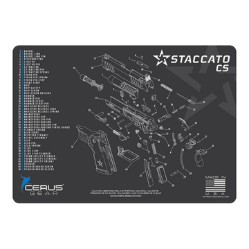 Gun Cleaning ProMat, Staccato 2011® CS Schematic Handgun, Charcoal Gray, by Cerus Gear®