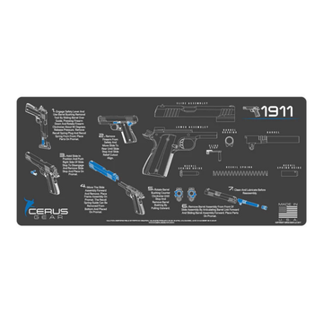 Gun Cleaning ProMat, 1911 Instructional, Charcoal Grey, by Cerus Gear®