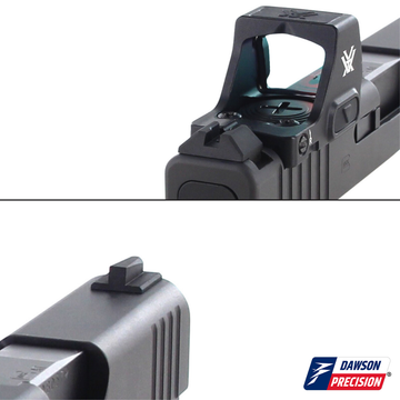 Sight Set for Glock 43X MOS Compact w/ Vortex Defender-CCW, Fixed Co-Witness Black Rear & Black Front, N.O. B.S., by Dawson Precision®
