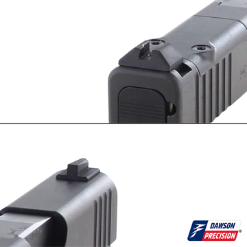 Sight Set for Glock 43X MOS Compact w/ Holosun 507K/EPS Carry/SCS-Carry, Fixed Co-Witness Black Rear & Black Front, N.O. B.S., by Dawson Precision®