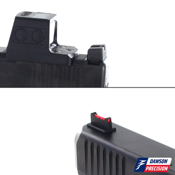 Sight Set for Glock Gen6 w/ Holosun EPS Carry/SCS-Carry, Fixed Co-Witness Black Rear & Fiber Optic Front, by Dawson Precision®