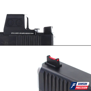 Sight Set for Glock Gen6 w/ Holosun EPS Carry/SCS-Carry, Fixed Co-Witness Black Rear & Fiber Optic Front, by Dawson Precision®