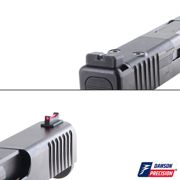 Sight Set for Glock Gen6, Fixed Non Co-Witness Black Rear & Fiber Optic Front, by Dawson Precision®