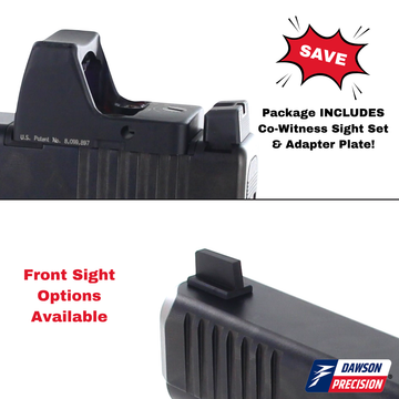 Red Dot Adapter Plate & Co-Witness Sight Set Combo for Glock Gen6 w/ Trijicon RMR, by Dawson Precision®