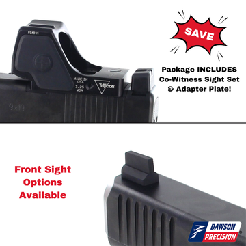 Red Dot Adapter Plate & Co-Witness Sight Set Combo for Glock Gen6 w/ Trijicon RMR HD/SRO, by Dawson Precision®