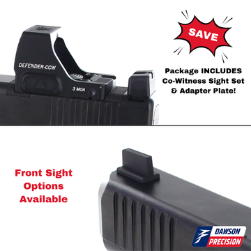 Red Dot Adapter Plate & Co-Witness Sight Set Combo for Glock Gen6 w/ Vortex Defender-CCW, by Dawson Precision®