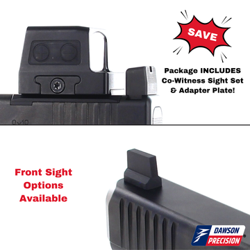 Red Dot Adapter Plate & Co-Witness Sight Set Combo for Glock Gen6 w/ Holosun 509T, by Dawson Precision®