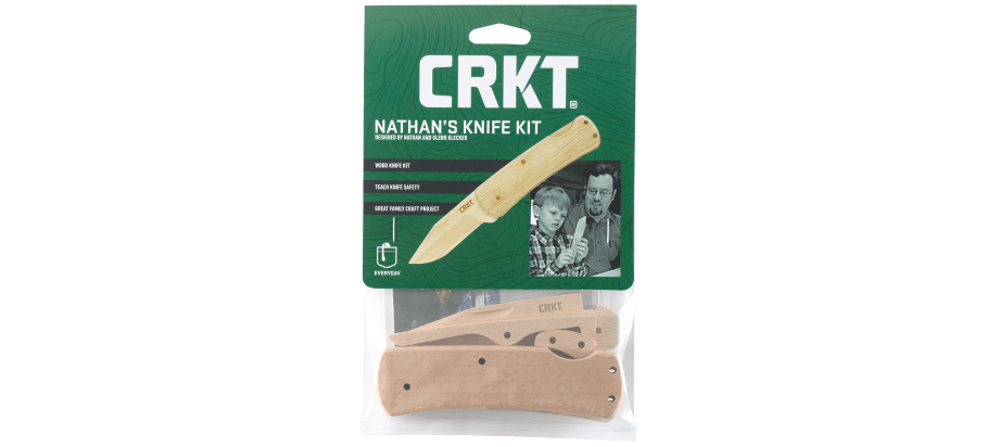 COLUMBIA RIVER KNIFE & TOOL CRKT Nathan's Knife Kit: Wooden Pocket Knife,  Drop Point Blade Design with Working Lock Back, Craft Project, Great for  Kids 1032 , Black - Hunting And Shooting