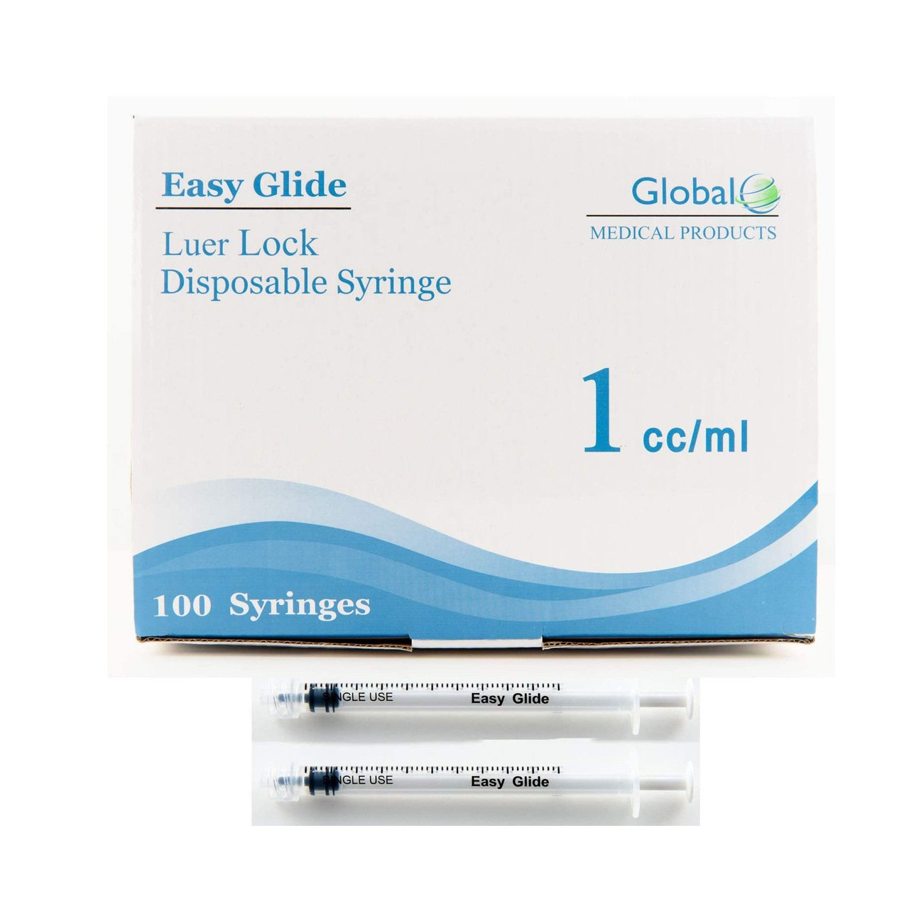 Easy Glide 1ml 1cc Sterile Syringe Luer Lock Tip, No Needle - 100/pack -  Dixie EMS