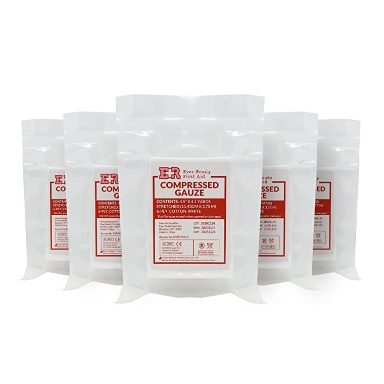 Lot De 10 Compresses De Gaze Stérile Pliées En Z - 4.5 X 4.1 Mètres - Coton - Idéal Trousse De Premiers Secours Et Kit Stop The Bleed - 11