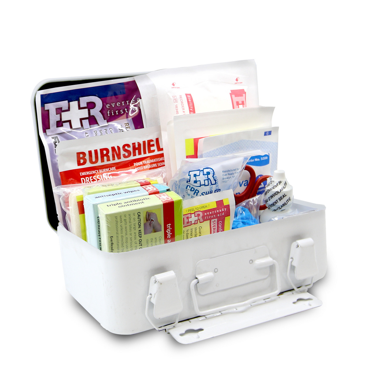 Ever Ready First Aid Metal Case No. 25 – 11" X 7.5" X 2.5" Steel Box With Handle & Mounting Hangers
