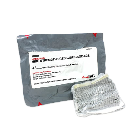 MediTac Emergency High Strength Pressure Bandage Trauma Wound Dressing  Hemostatic Control Bandage 4 Inch