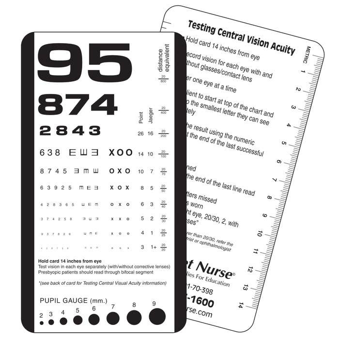 Pocket Nurse Pocket Eye Chart -For Training Use Only