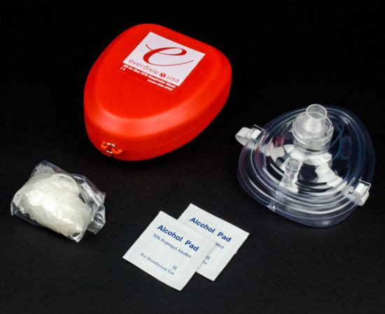 Adult CPR Mask in Hard Case with Inlet for O2 port - Dixie EMS