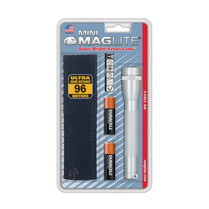 Maglite Mini Maglite 2-Cell AA Flashlight with Holster (Silver)