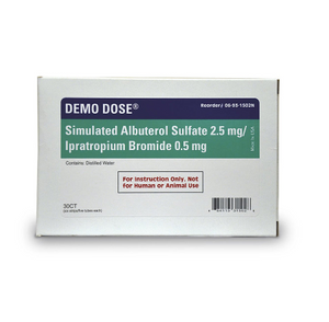 Demo Dose® Simulated Inhalation Medication - Albuterol Sulfate 2.5 mg/Ipratropium Bromide - 0.5 mg, Box of 30