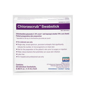 Chlorascrub Swabstick 1.6mL , Box of 50