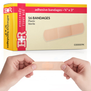 Ever Ready First Aid Adhesive Bandages, Sheer Plastic, 3/4" x 3", in Kit Unit Box, 16'S
