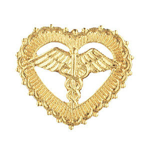 Demo Dose Caduceus in Filigreed Heart Pin -For Training Use Only