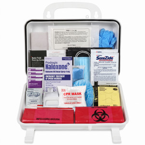 Deluxe Opioid Overdose Emergency Kit with Naloxone & Cleanup Supplies