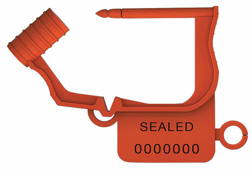Spring-Lok® Numbered Padlock Seal, Red, Box of 100