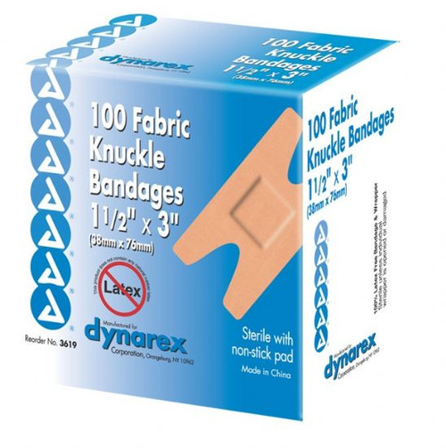 Dynarex Knuckle Flexible Fabric Adhesive Bandage 1-1/2" x 3"