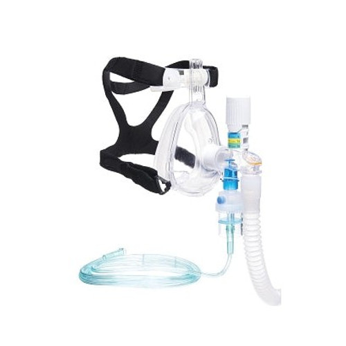 BiTrac ED Mask with 3-SET O2-CPAP Valve (5.0/7.5/10.0cm) ,Expandable Tubing, Filter, Nebulizer, Chemtron Quik-Connect, Adult Large